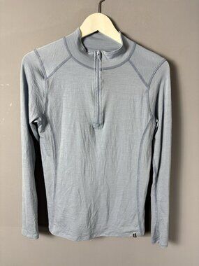 DUCKWORTH Women's S Maverick Quarter-Zip Pullover Shirt Merino Wool Light Blue